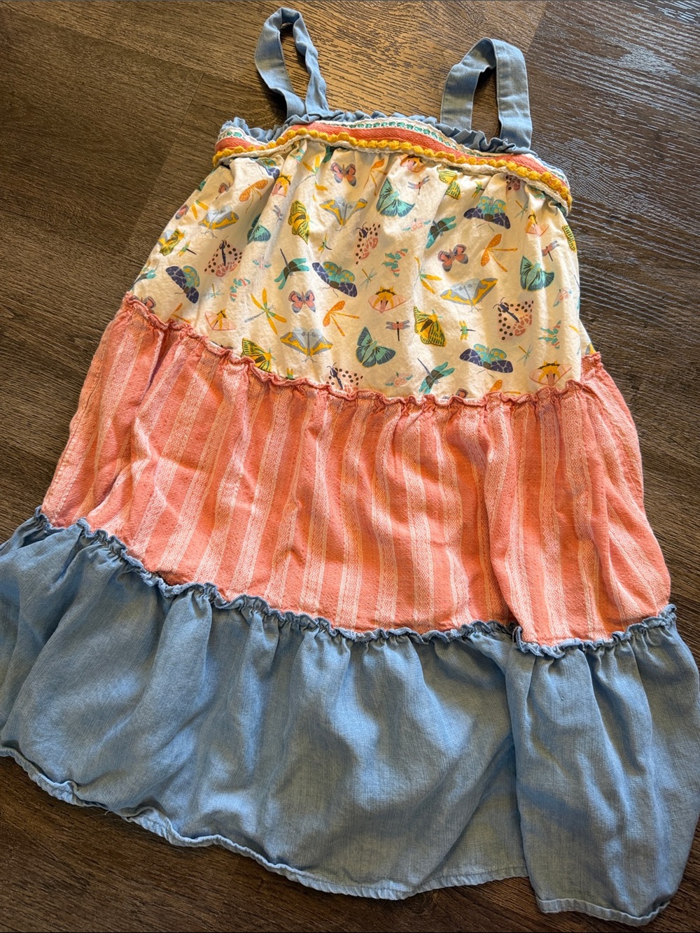 Matilda Jane Lets Go Together Love Bug Dress Tiered Butterfly Ruffle Size 8